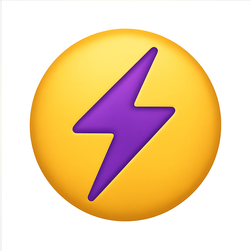 emo object with a purple lightning bolt, no background emoji