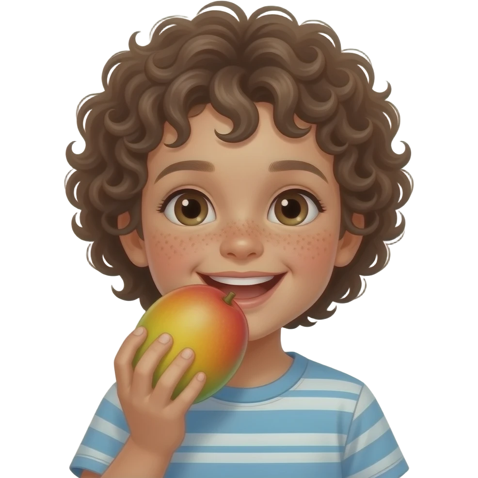kid eating mango fruit emoji