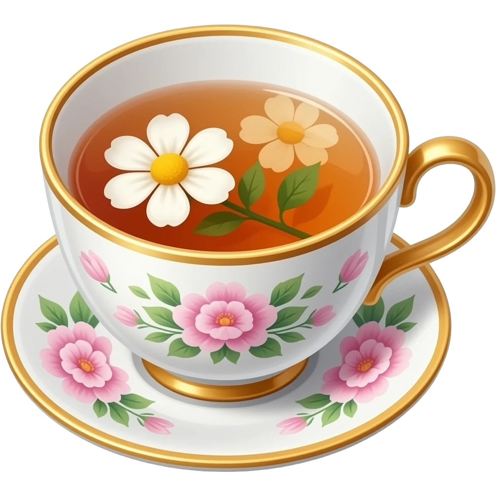 princess tea cup with flower tea inside emoji