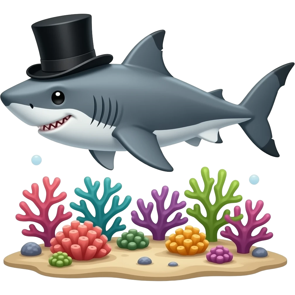 Shark with a top hat emoji