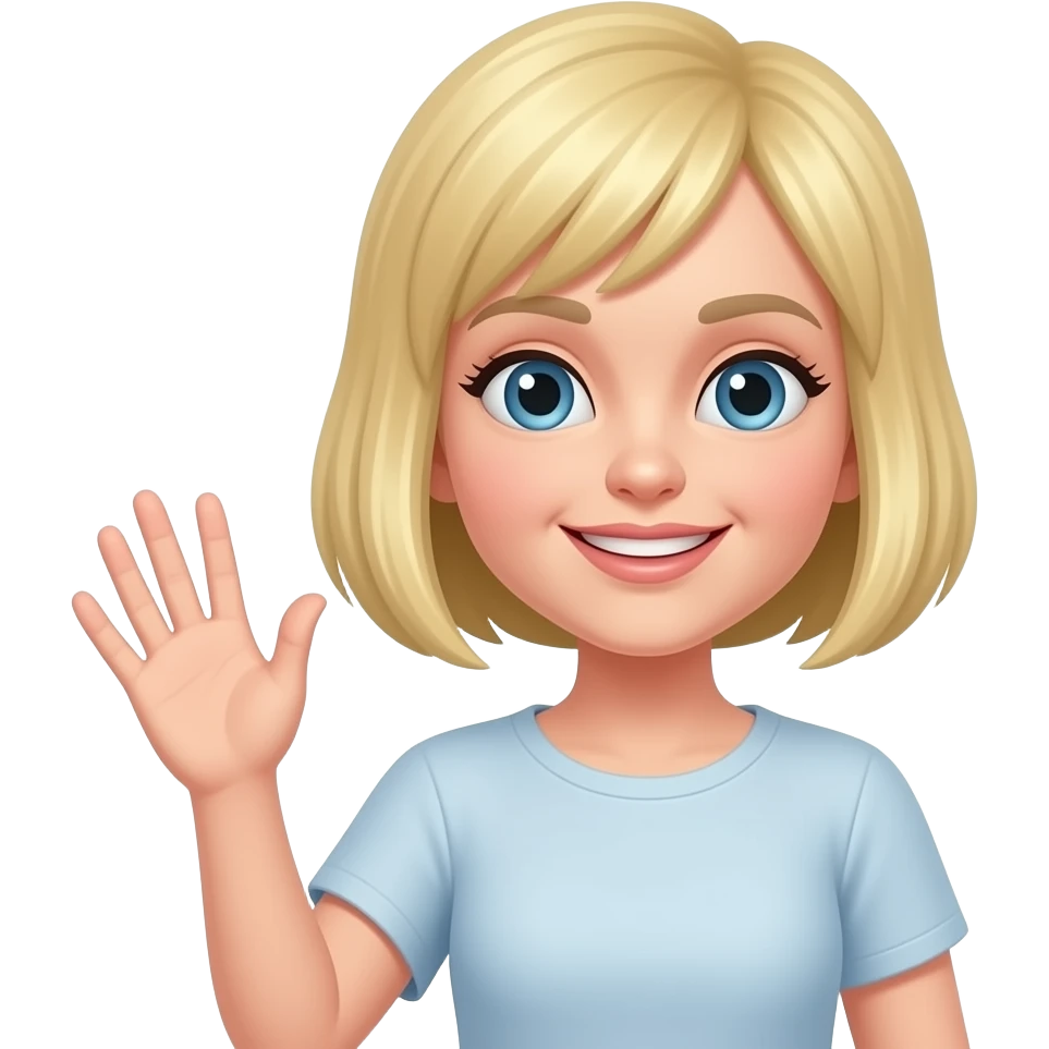 Very short pixie blonde hair lady waving emoji