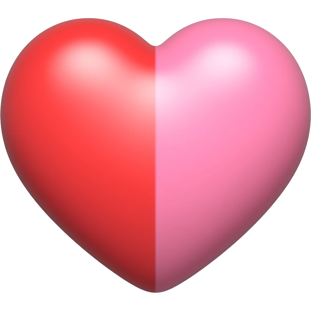 3d pretty heart emoji with the color of in between of red and pink emoji