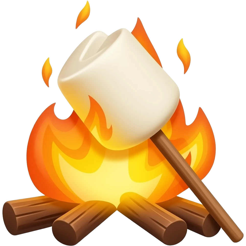 Roasting marshmallows over a fire emoji