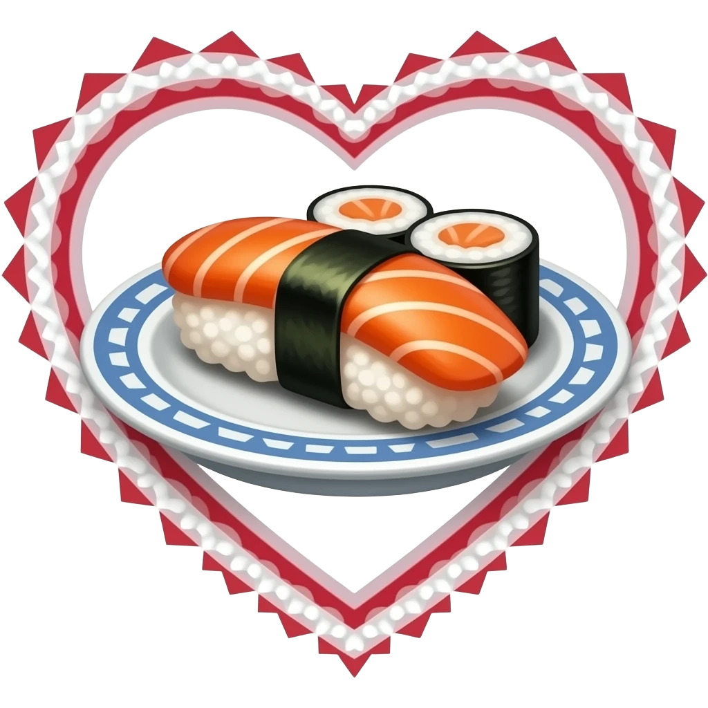 sushi con un corazon al rededor emoji