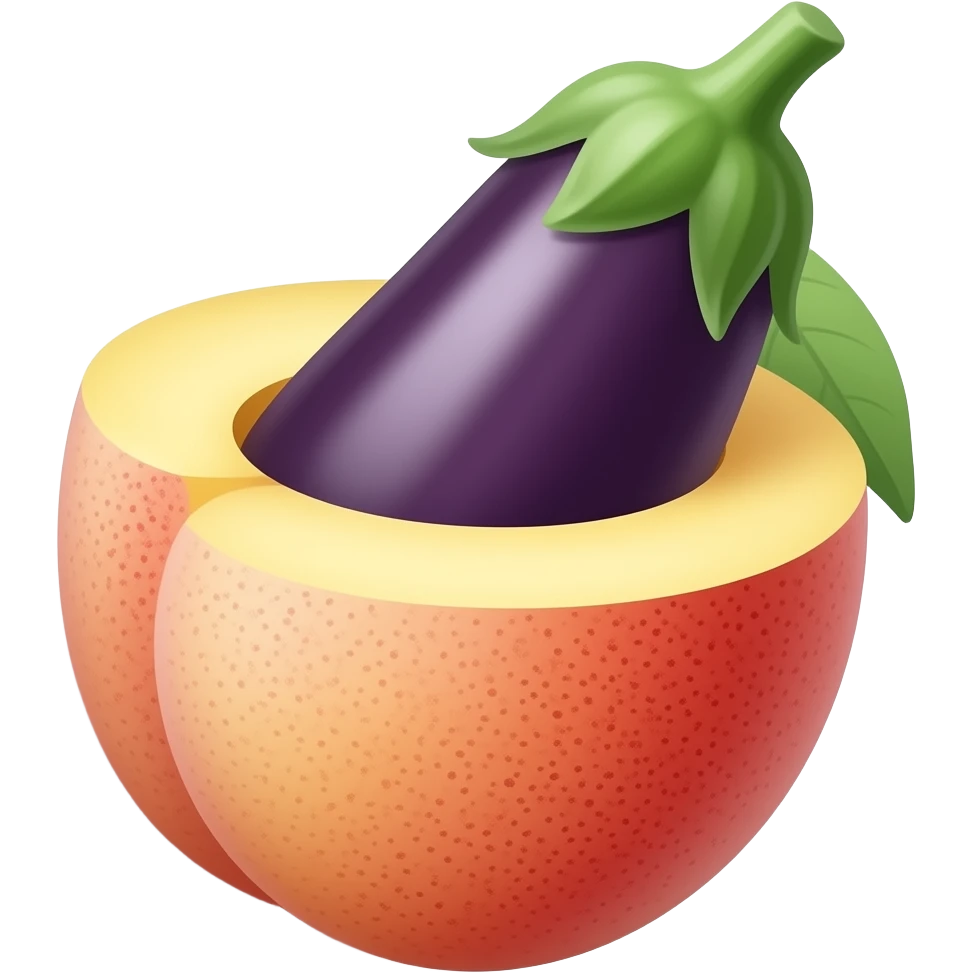 Eggplant sticking into peach emoji
