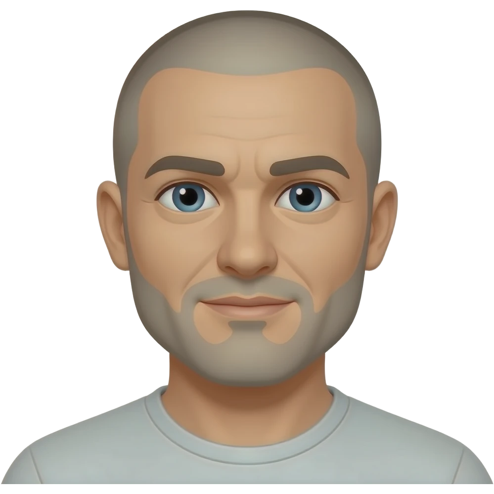 But with closely cropped grayish beard emoji