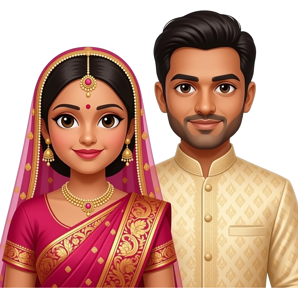 Fair bengali bride with dark skinned groom wearing sherwani emoji