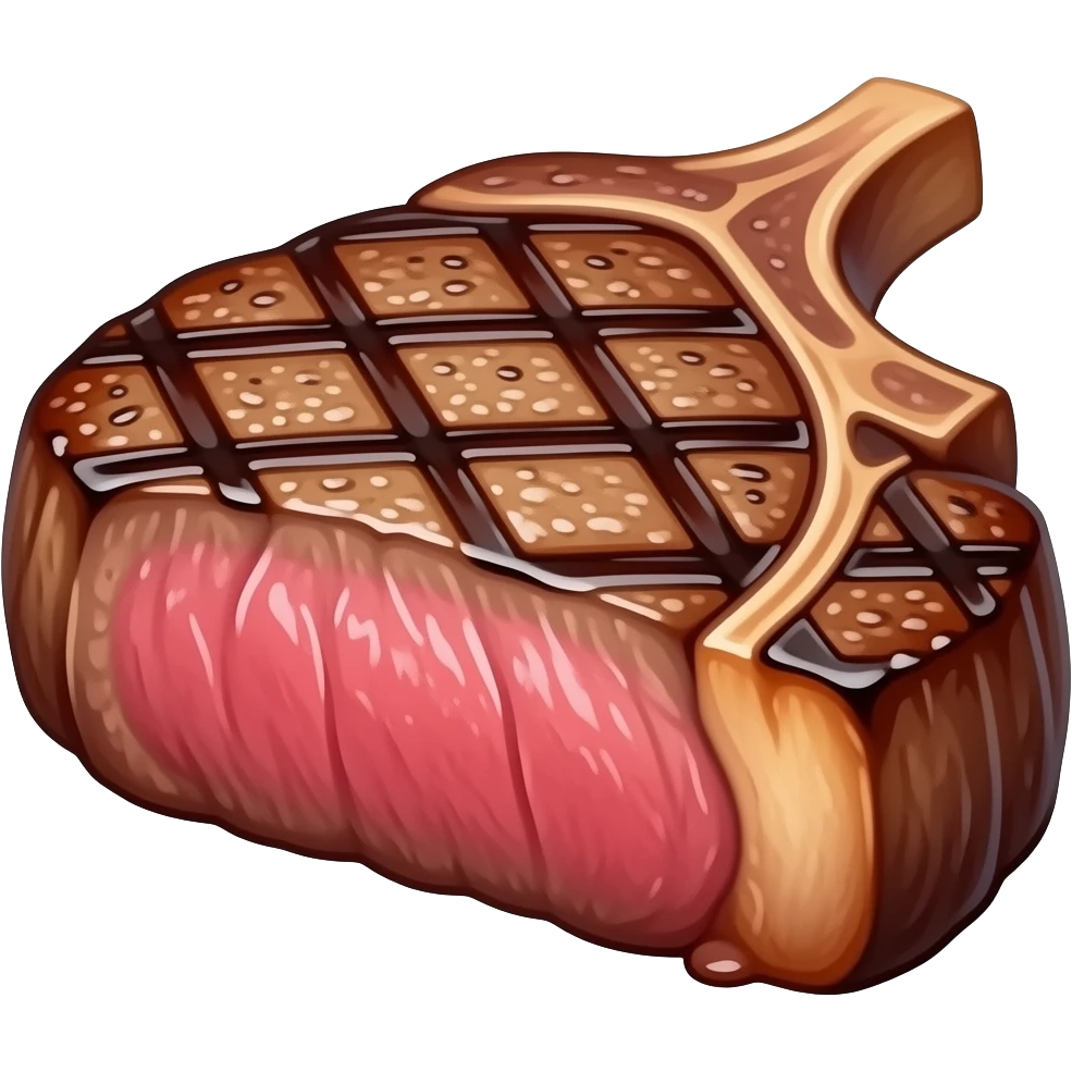 a peice of grilled ribed eye steak that look real and more attractive emoji
