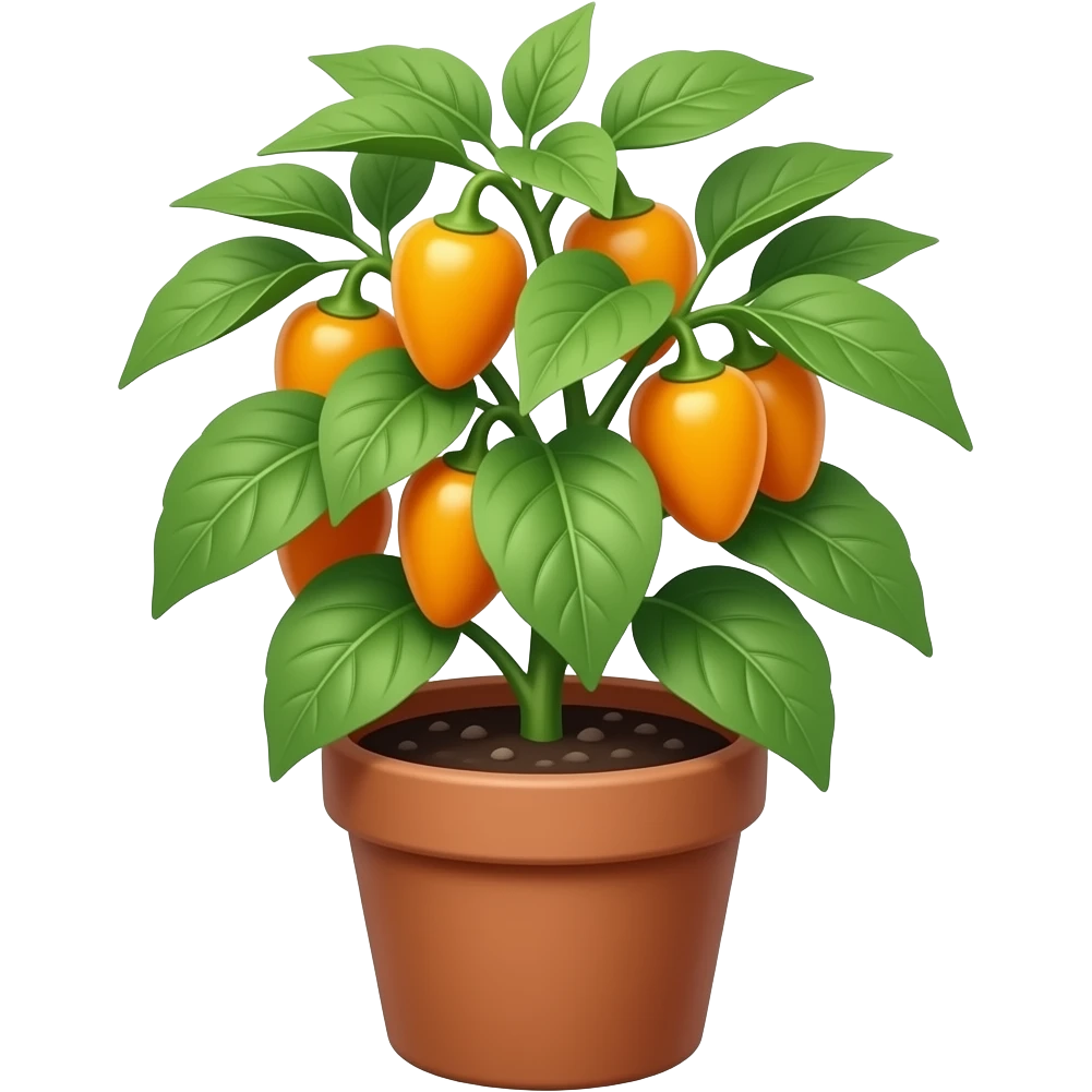 orange habanero plant in the pot emoji