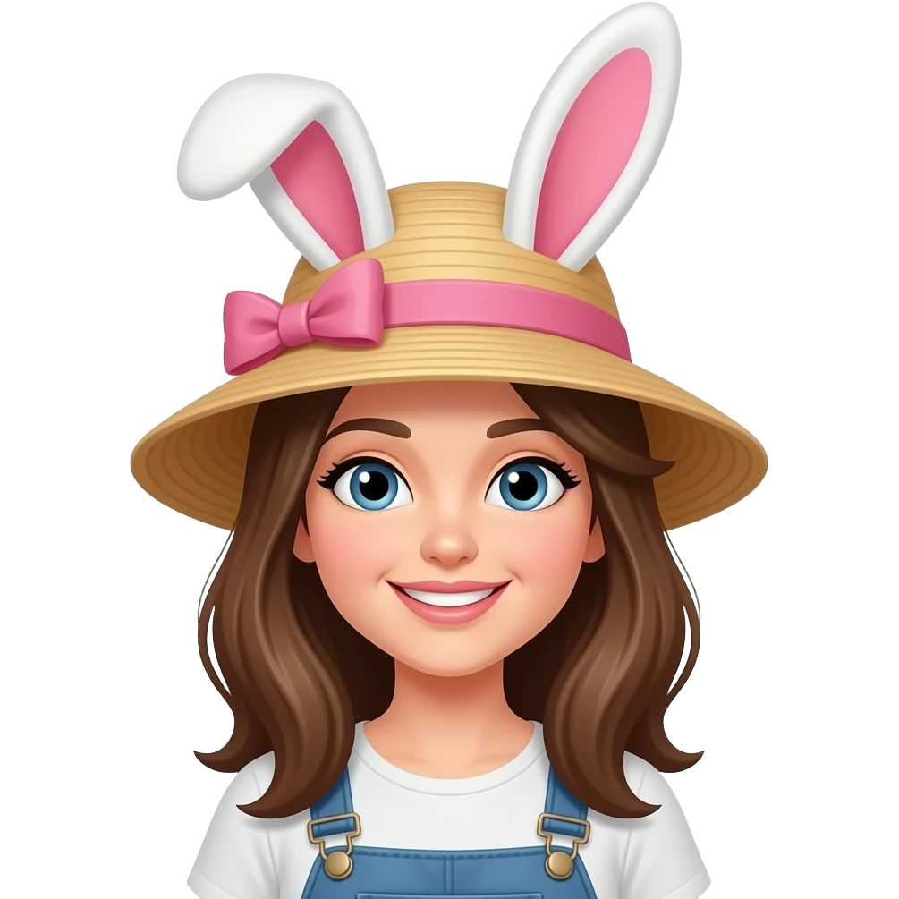 Woman wearing easter hat emoji