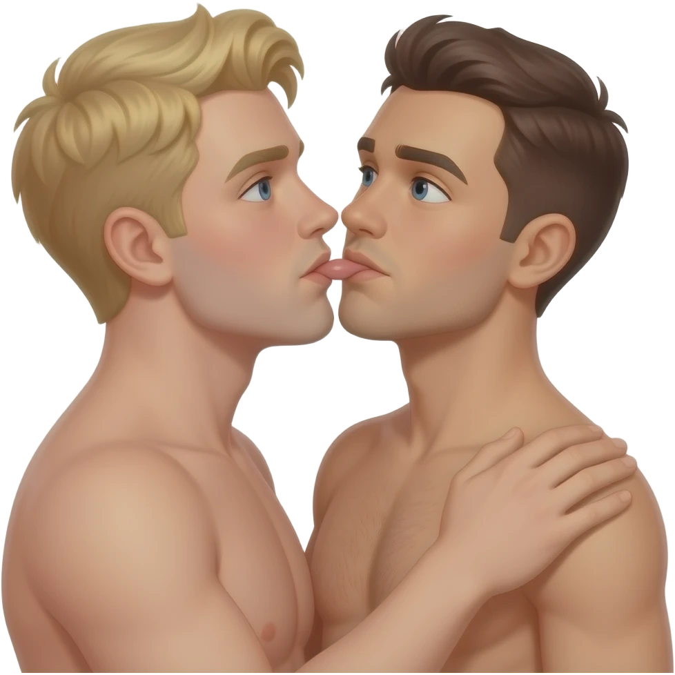gay sex position with a blond guy and a shave guy naked and hot. The blond guy is sucking penis of a shave guy emoji