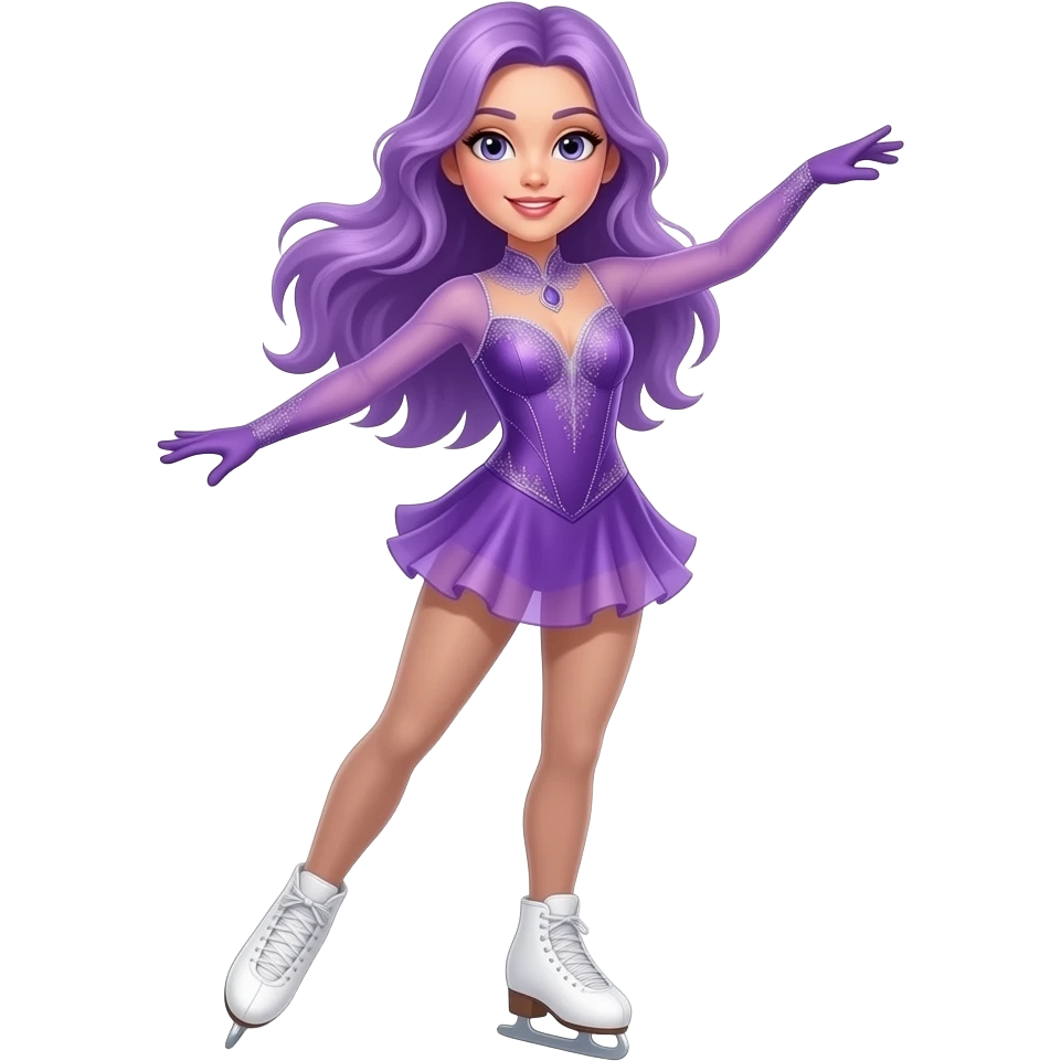 sexy girl with long purple hair and purple is figure skating emoji
