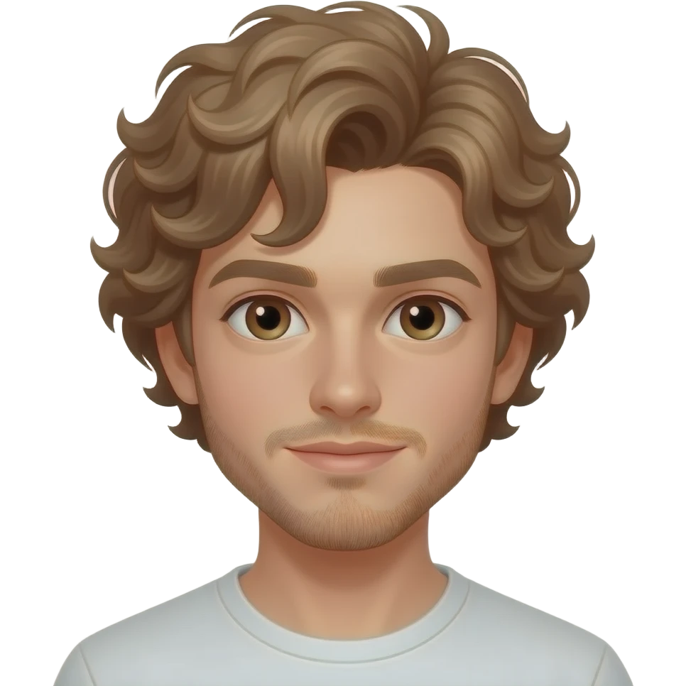 Stunning White boy with light brown curly hair brown eyes a little facial hair emoji