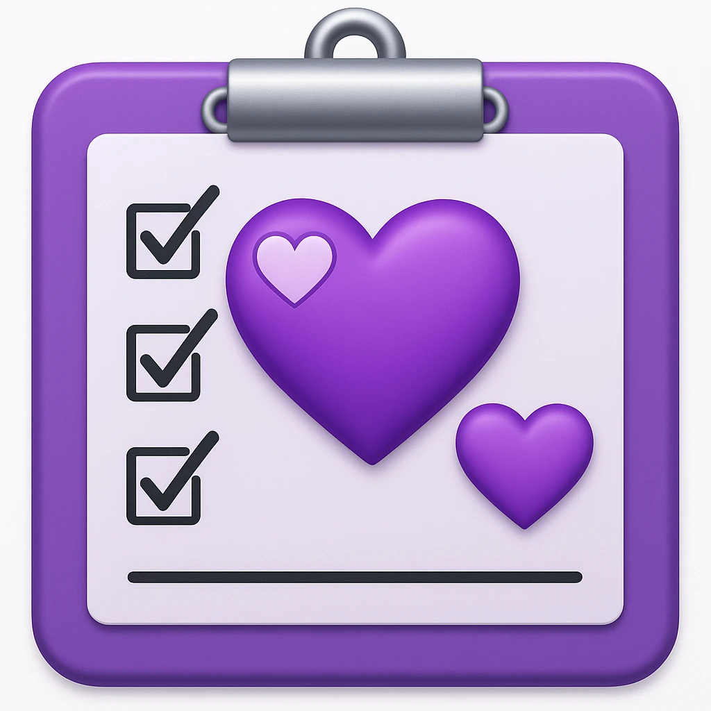 checklist purple heart emoji  emoji
