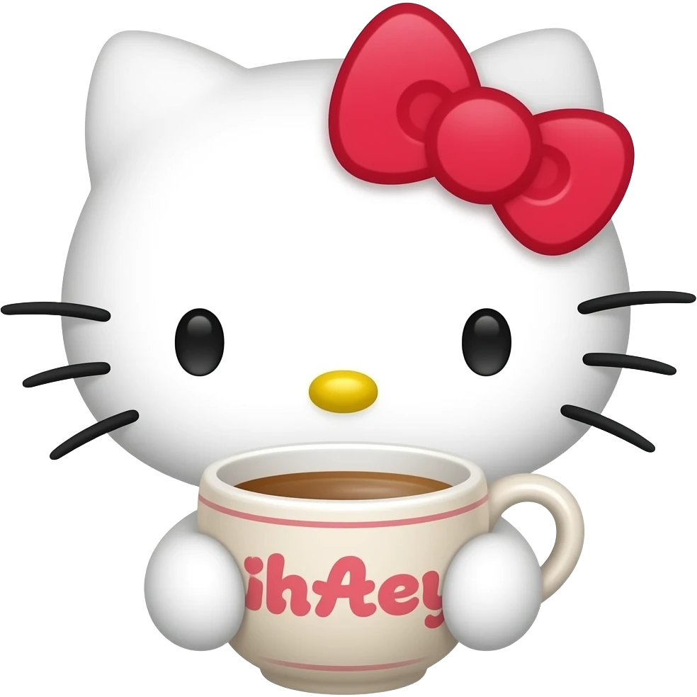 Hello kitty drink tea emoji