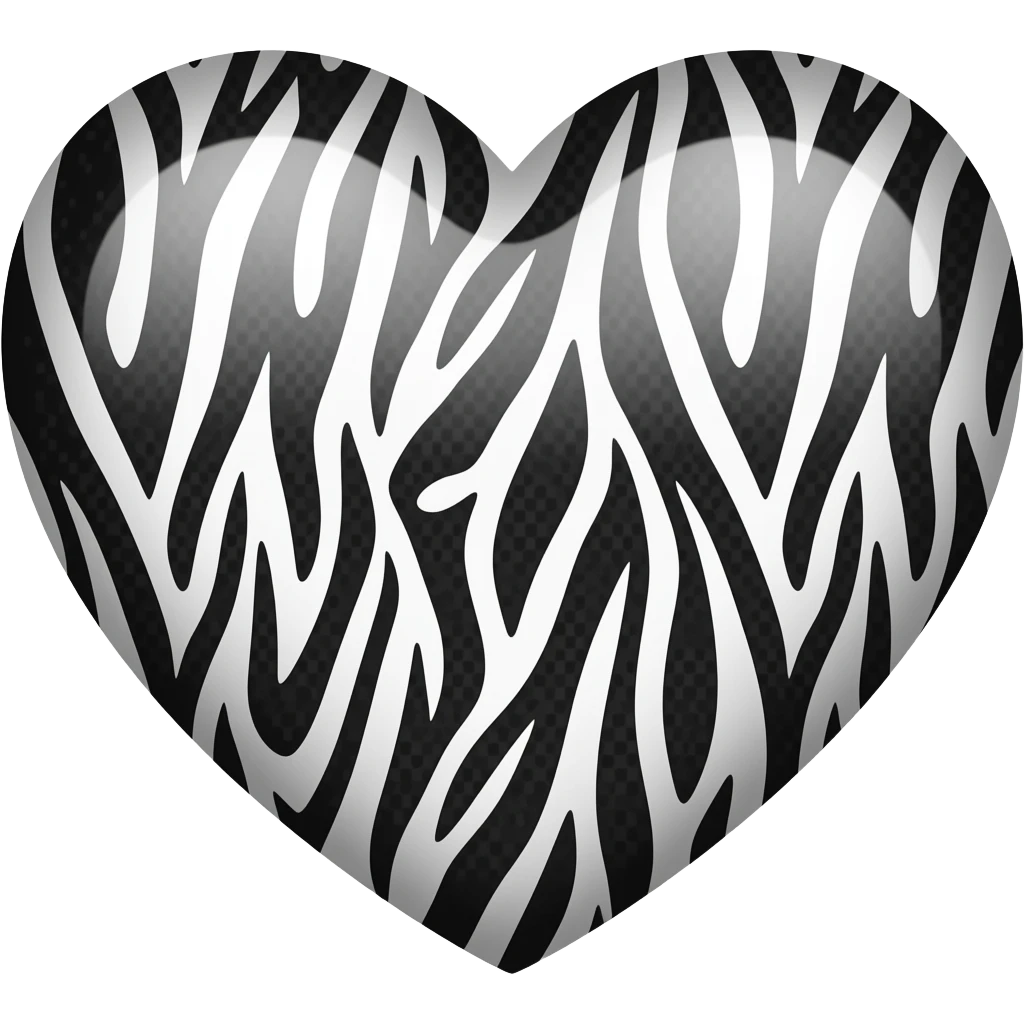 Heart with zebra a print pattern emoji