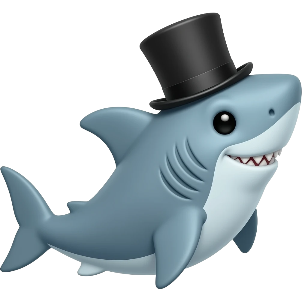 Shark with a top hat emoji