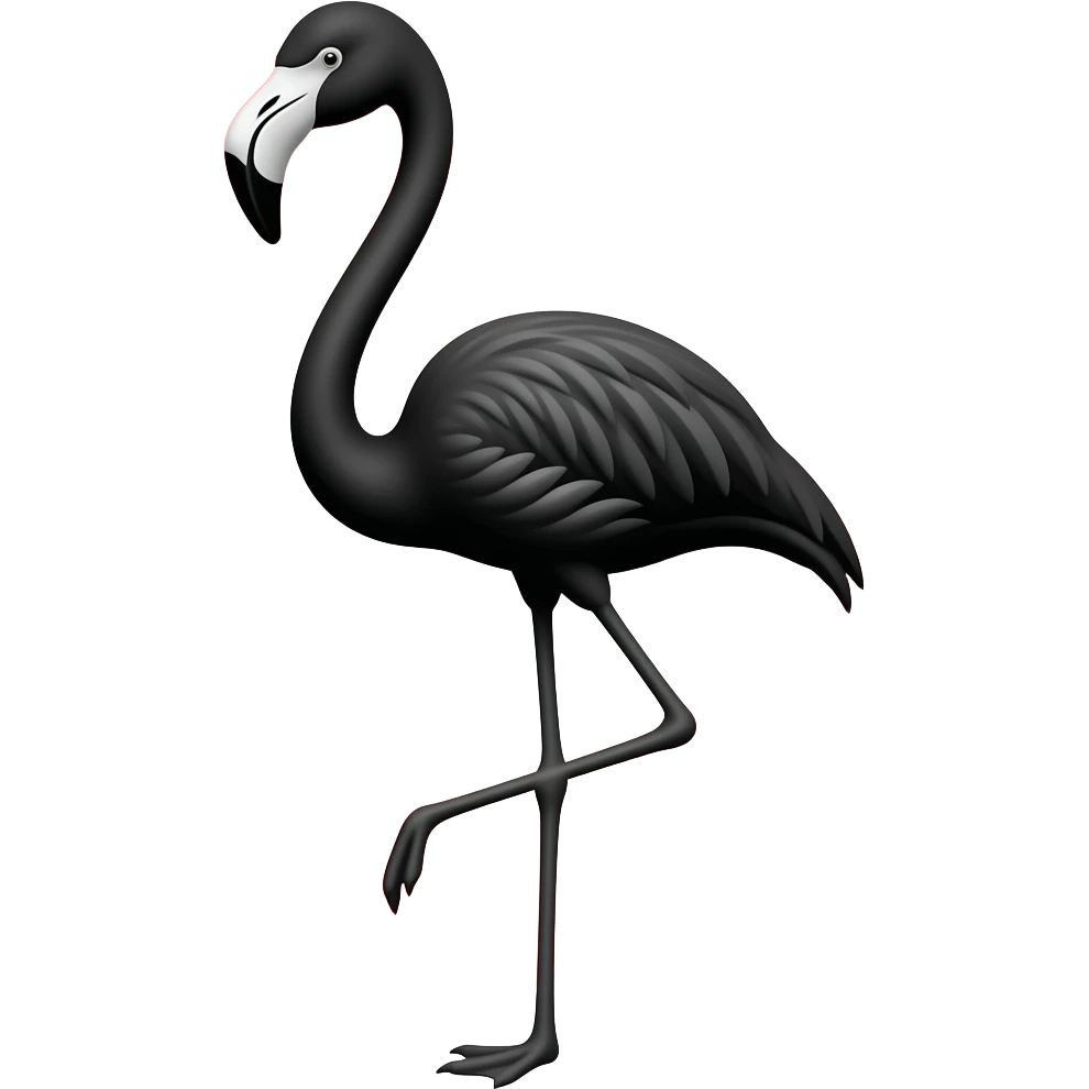 Black flamingo red heart emoji