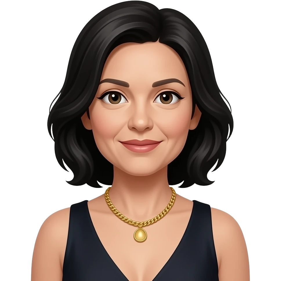 Female, early 40s, black hair, understated luxury style emoji