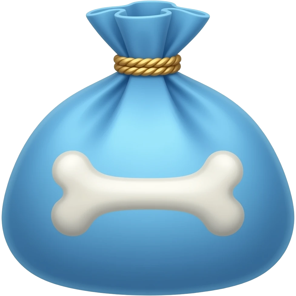 뼈가 그려져 있는 파란색 봉지 emoji