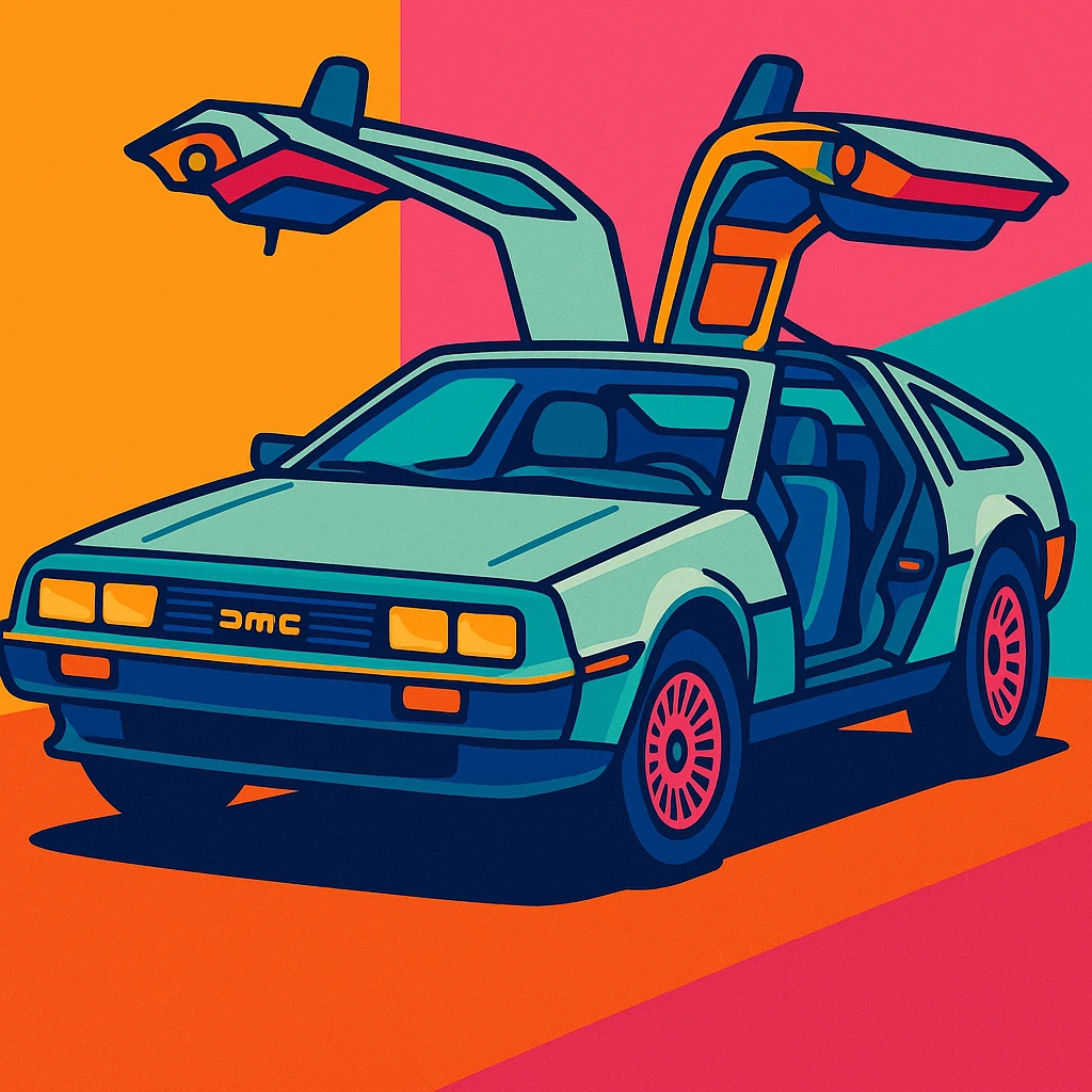 DeLorean car from the 80's emoji