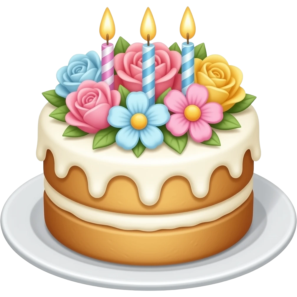 Birthday cake with flowers on it emoji