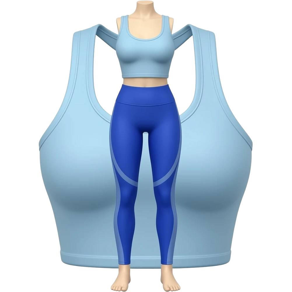 Blue pilates leggings and top only emoji