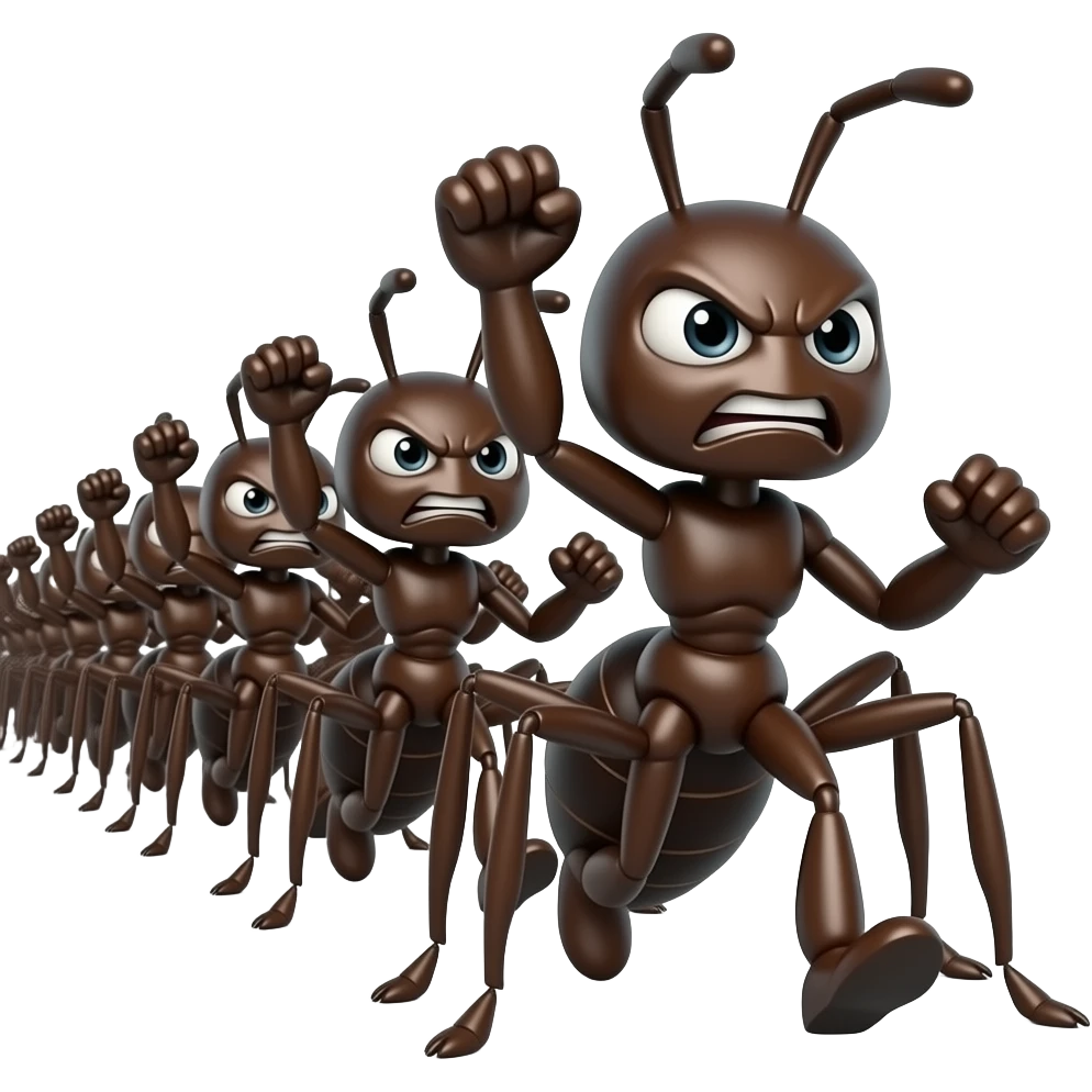 angry ants marching waving fists emoji