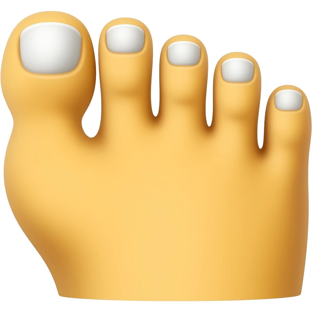 white toe nails on a yellow foot emoji