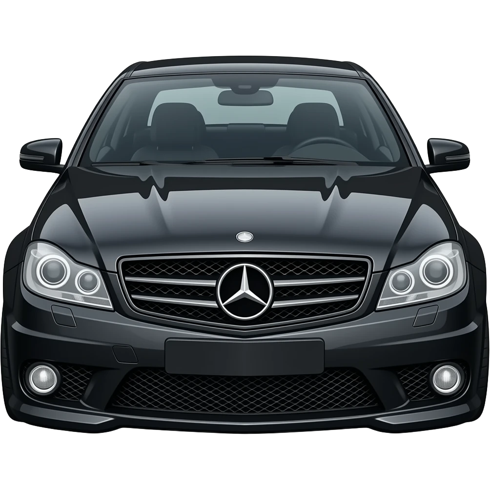 a picture of a full black Mercedes C Class W204 Coupe with black rims, tinted windows and GT grill emoji