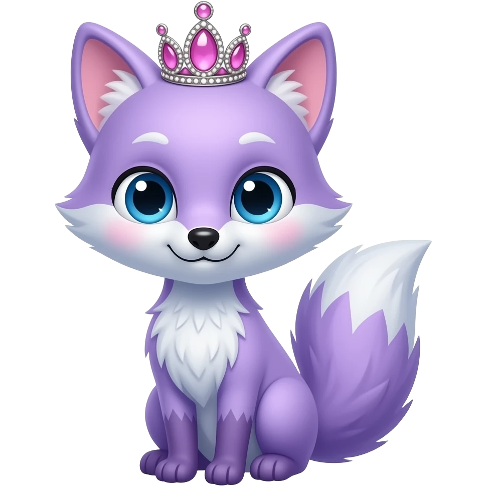 Female violet/baby blue fox with pink tiara emoji