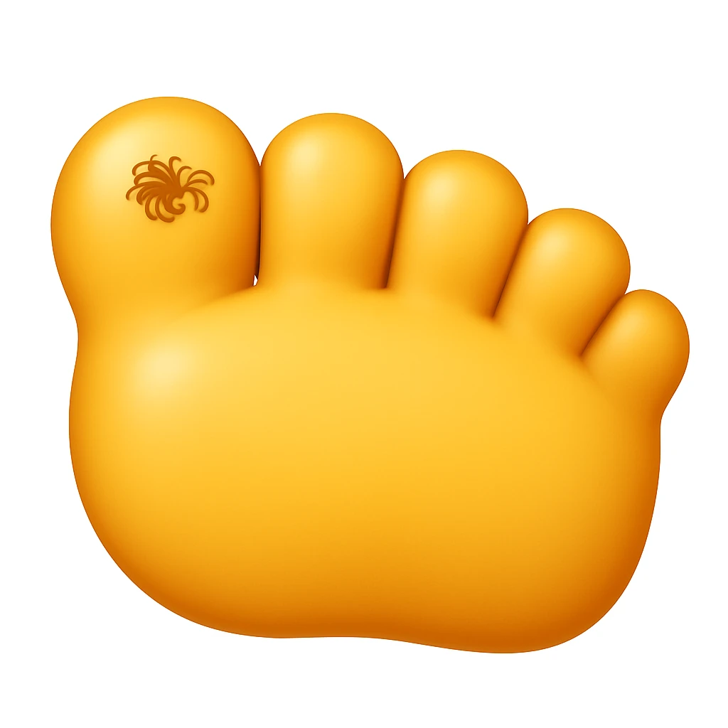 Make a foot emoji exactly like the reference image, in iOS emoji style. Same shape, color, and details, smooth and shiny. Add a subtle highlight. emoji