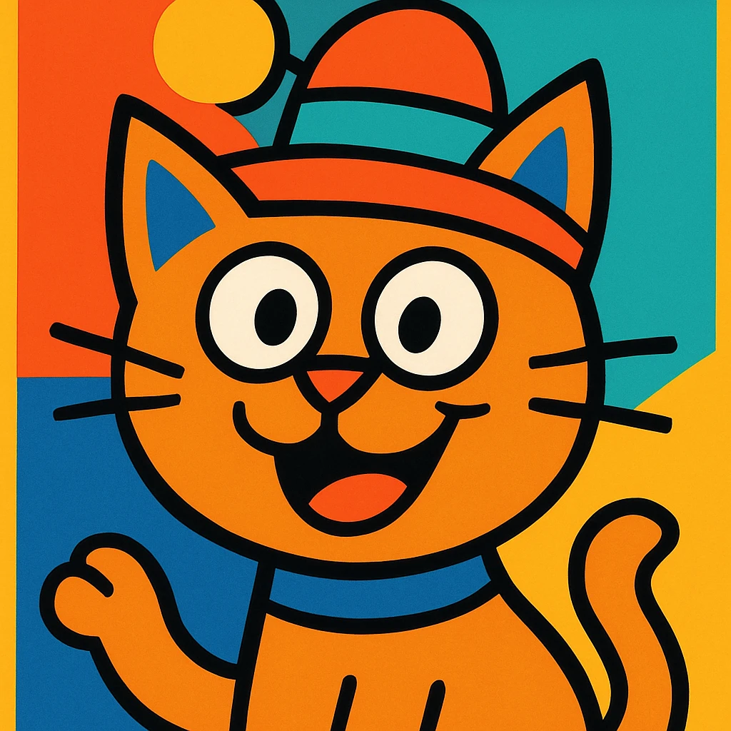 cat wearing a hat, vibrant and playful style emoji
