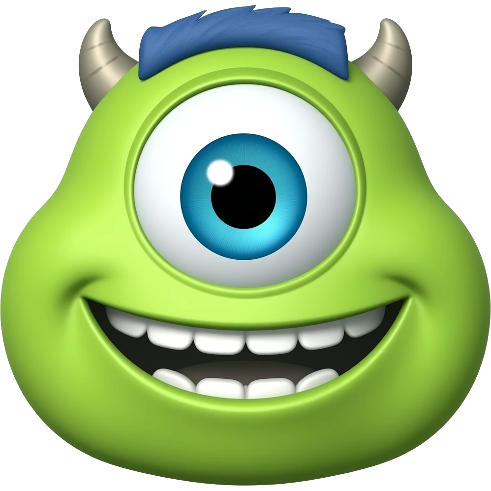 happy mike wazowski face only less childlike emoji