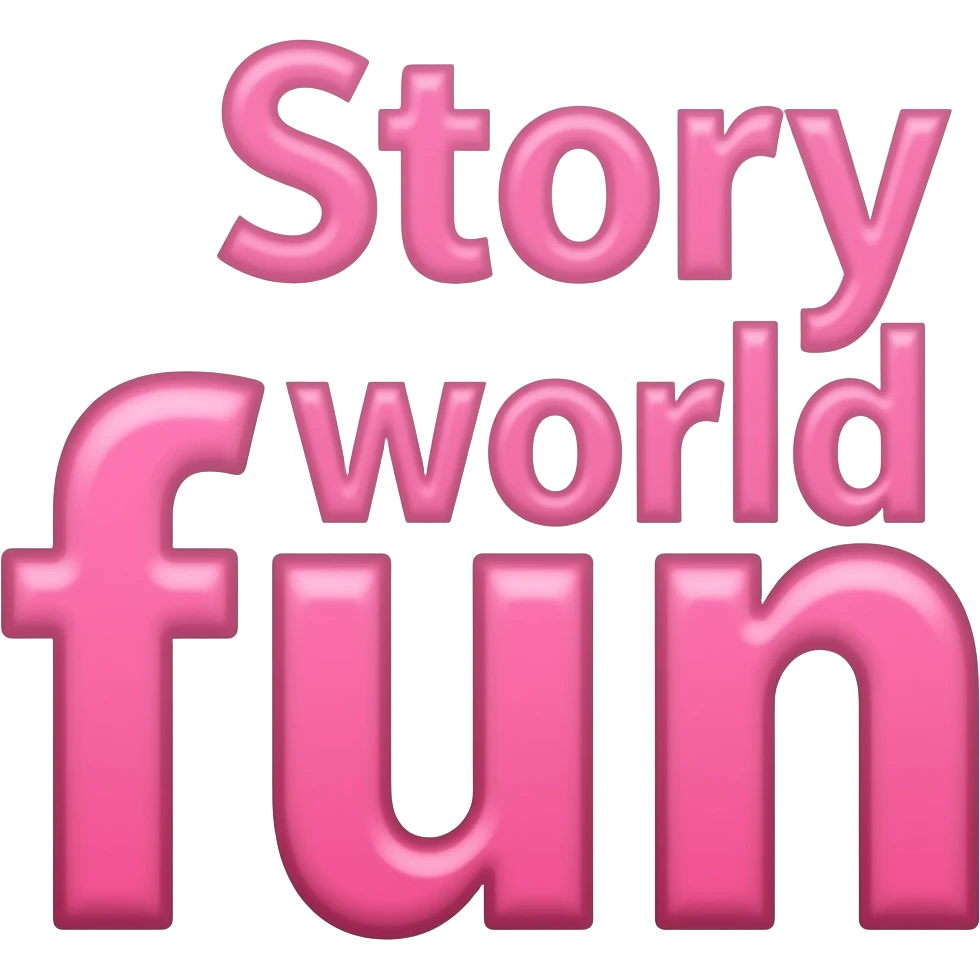 fun is small letter color pink and Story world is capital letter is color pink emoji