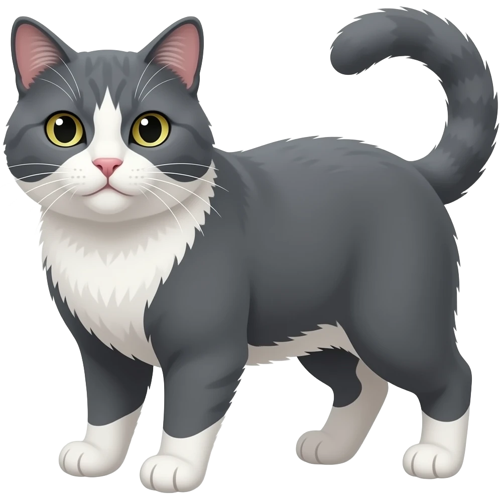 Gray and white stout cat with extra toes emoji