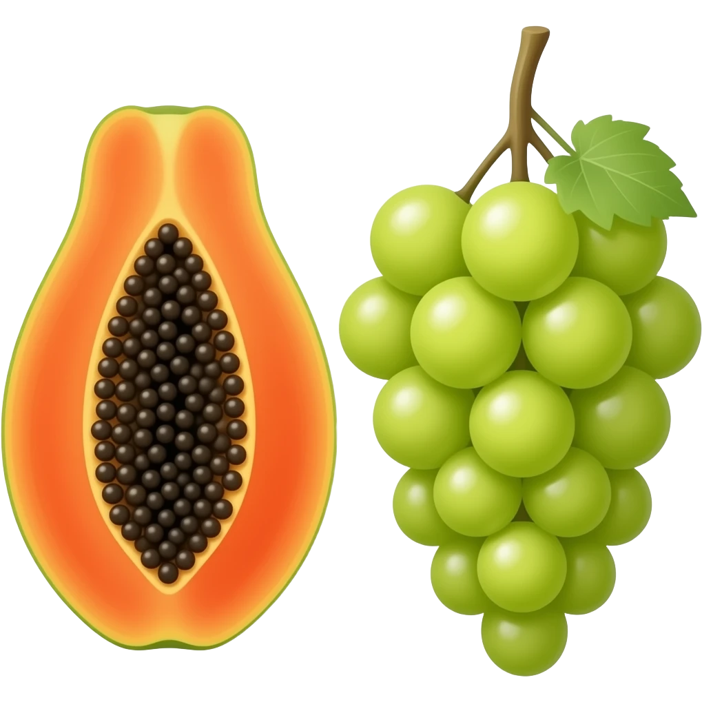 Blue Papaya and Yellow Grape emoji