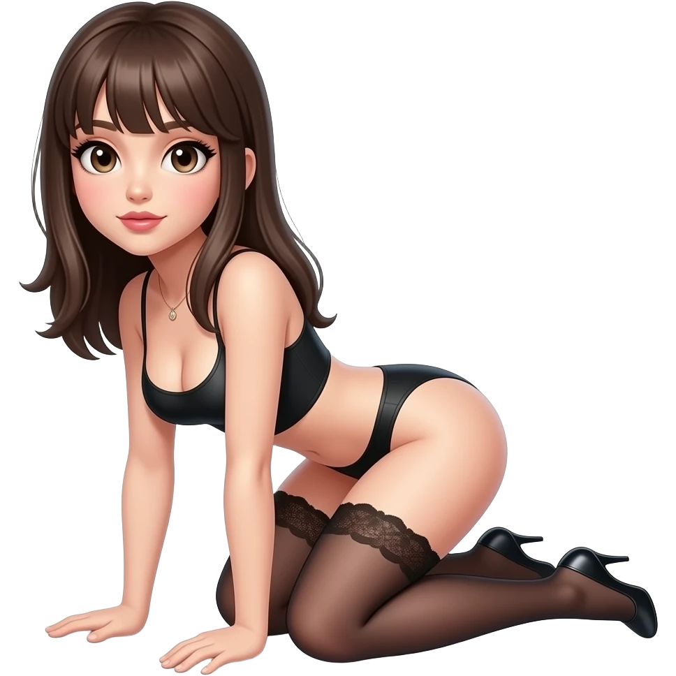 make a naughty sexual and seductive that just says the word "Pet"  shows a girl on her knees emoji