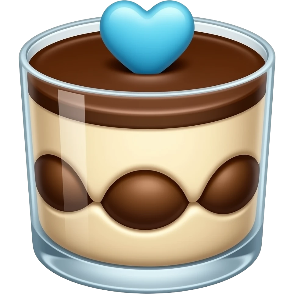 chocolate tiramisù in glass made with 🩵 emoji