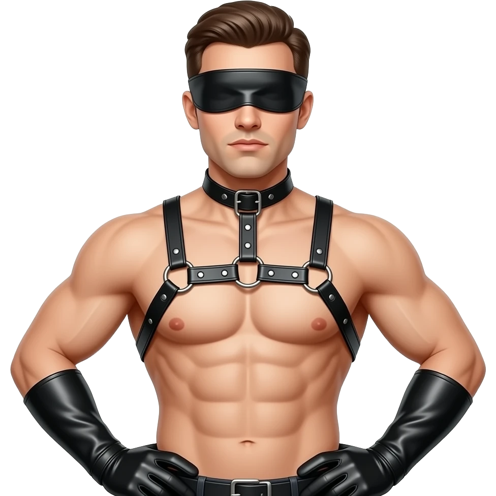 BDSM leather-clad gimp in a cartoon style emoji