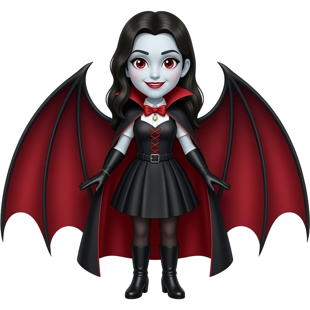 Phoebe with red eyes as dracula with dress gloves boots emoji