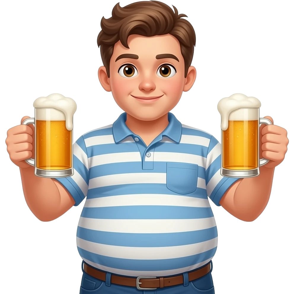 Zrób chłopak 13 latek z piwny brzuchem🫄🏼 kształt jak piłka twarty brzuch i bardzo ogromny brzuch i trzyma oba piwa 🍻 emoji