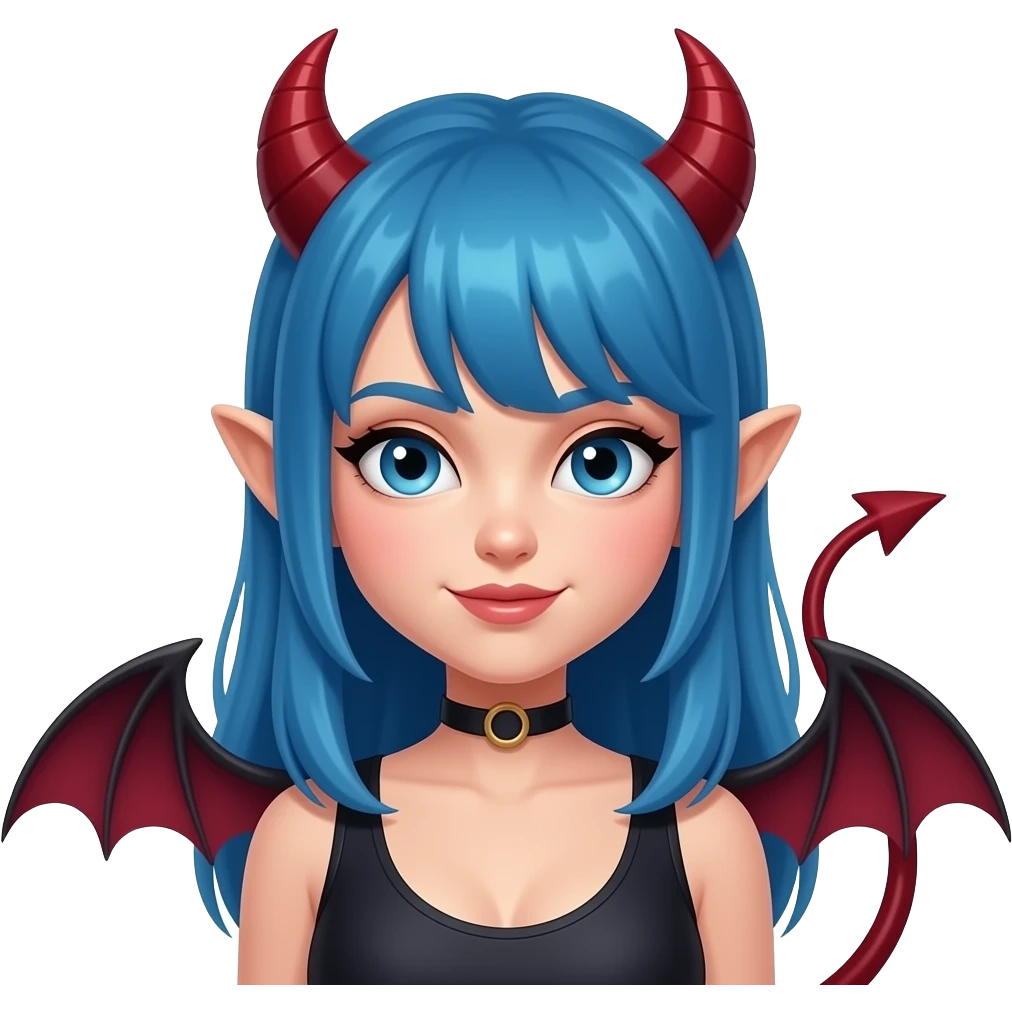 female devil with blue hairs emoji