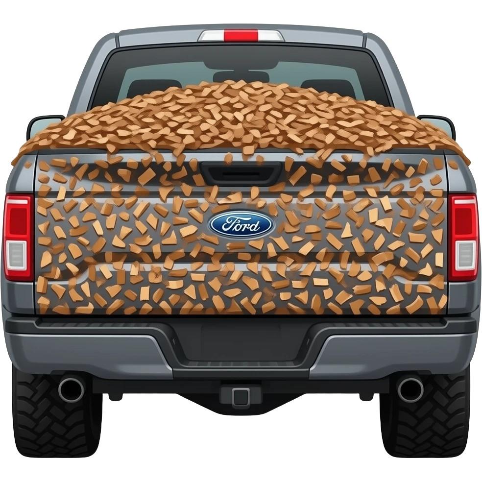 Side view Gray F150 with full of Bark chips in the back side view emoji