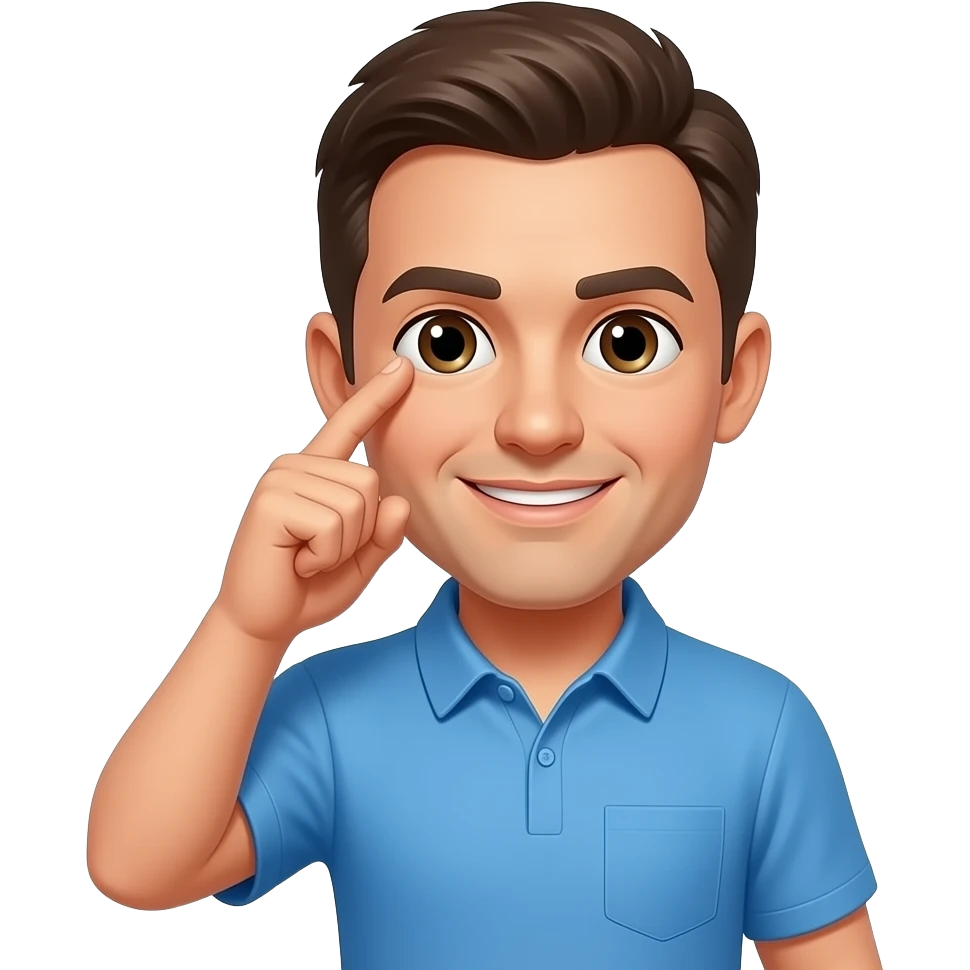 coach in a blue shirt touching his eyeball emoji