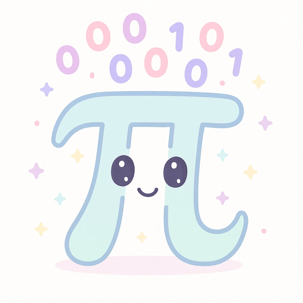  combine the π (pi) math symbol, binary code emerging from it. emoji