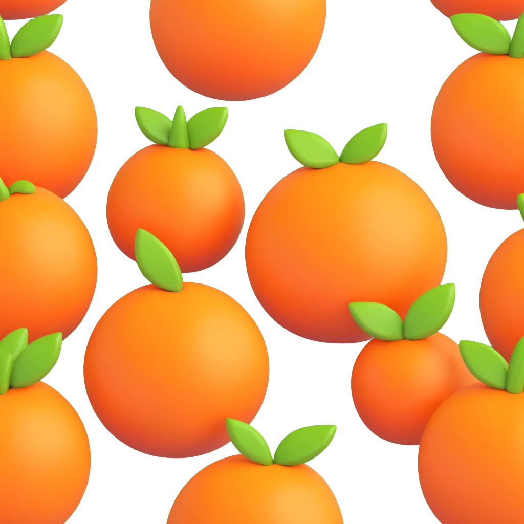 simple orange fruit, 3D cartoon style, no text emoji