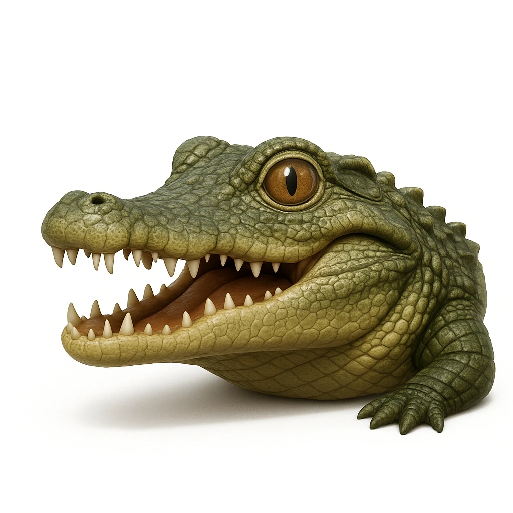 3D photorealistic crocodile emoji with detailed textures emoji