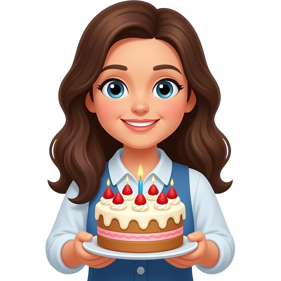 a woman with a cake emoji