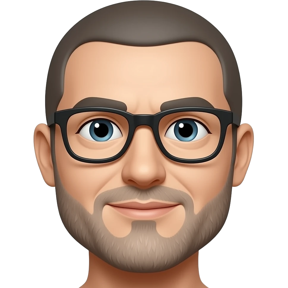 🥸 but with short gray beard, glasses, no shoulders, head only emoji